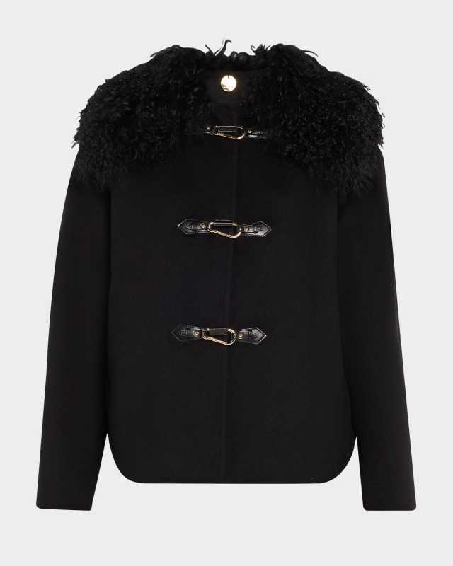 Shirley Wool Shearling-Collar Coat
